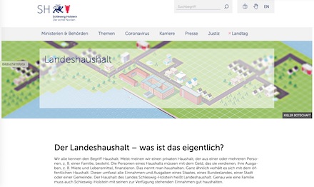 Neue Website informiert verständlich über den Landeshaushalt Schleswig-Holsteins.