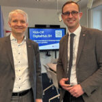 WTSH-Geschäftsführer Dr. Hinrich Habeck und Digitalisierungsminister Dirk Schrödter in der Staatskanzlei.