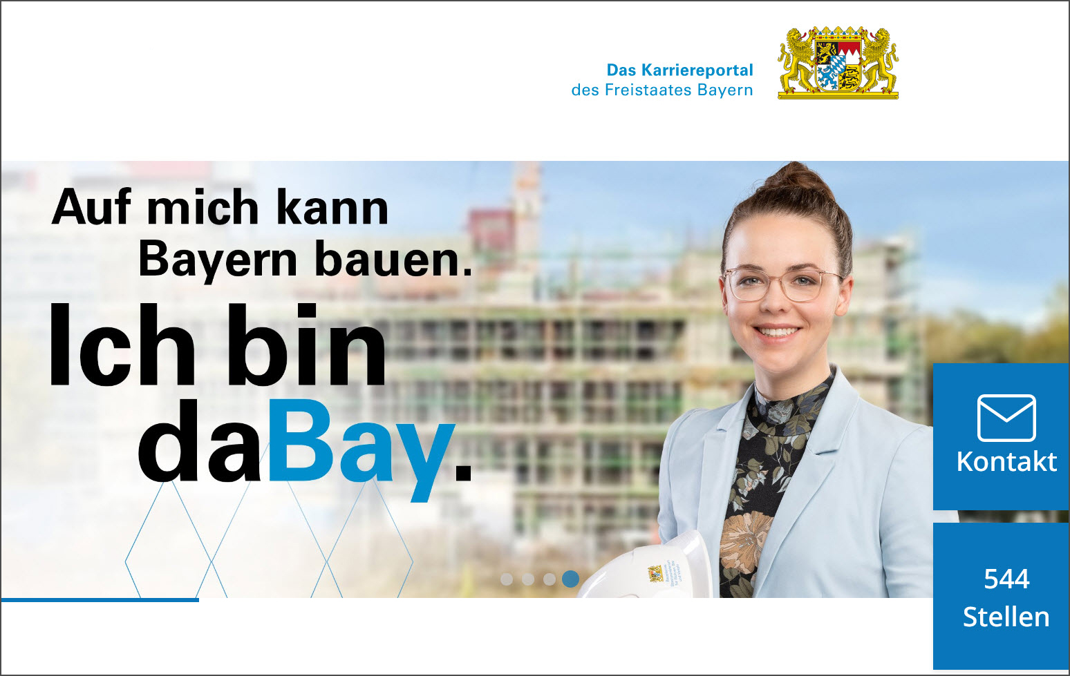 Screenshot der Startseite des bayrischen Karriereportals "Sei daBay"