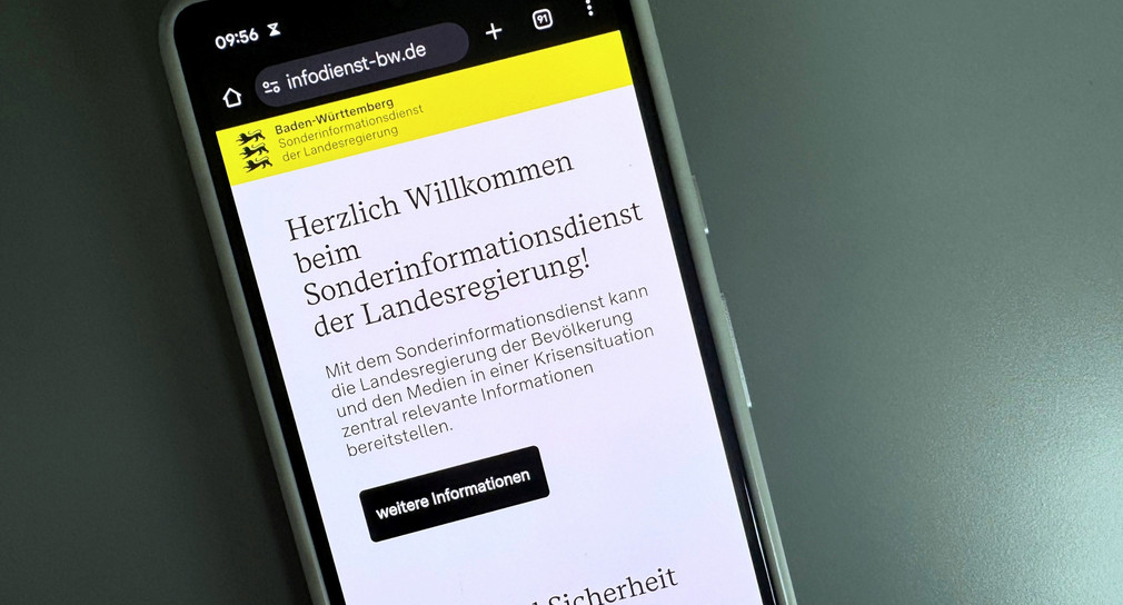 Kriseninternet des Landes Baden-Württemberg auf einem Handy