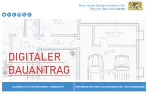 Das Bild ist ein Screenshot einer Info-Seite zum digitalen Bauantrag Bayern.