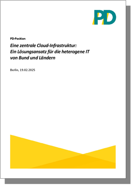 Cover des PD-Positionspapiers "Eine zentrale Cloud-Infrastruktur"